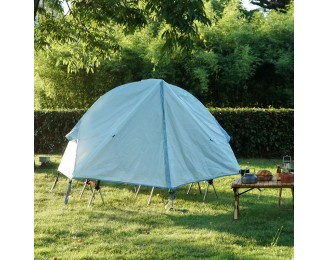 Outdoor camping tent raised from the ground